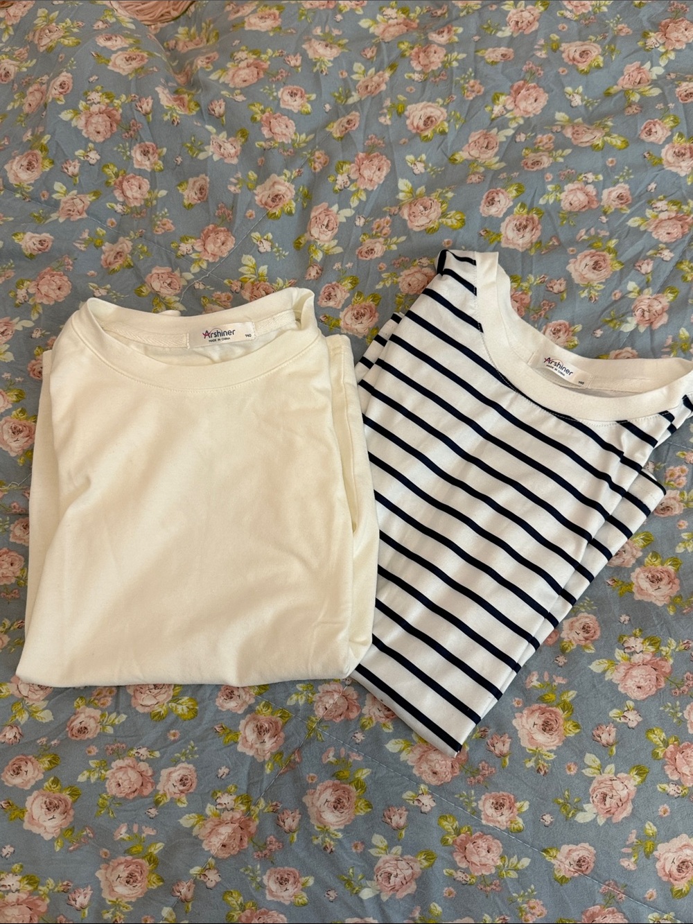 Madewell White Tee & Navy Stripe Long Sleeve Duo